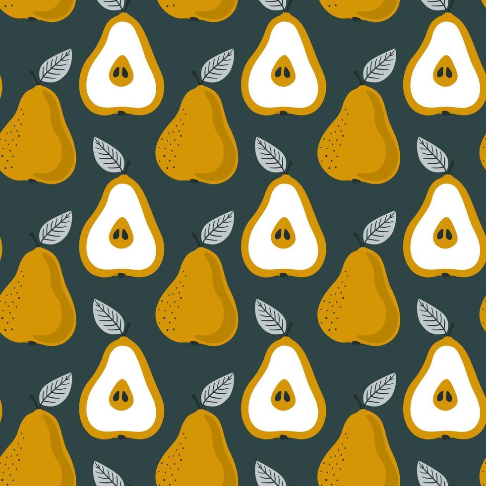 Trendy seamless pear pattern. Repetitive simple vector background with fruits.