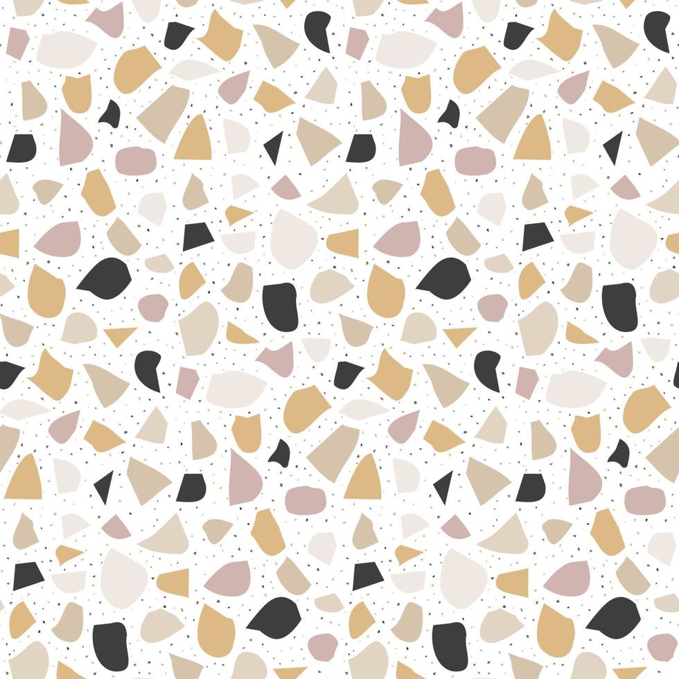 Terrazzo modern seamless pattern. Abstract background with chaotic stains. Stone texture. Vector wallpaper.