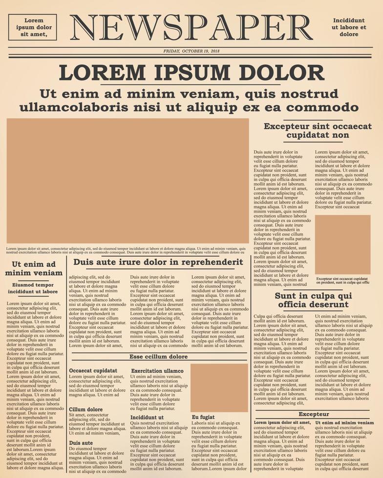 old newspaper front page vector