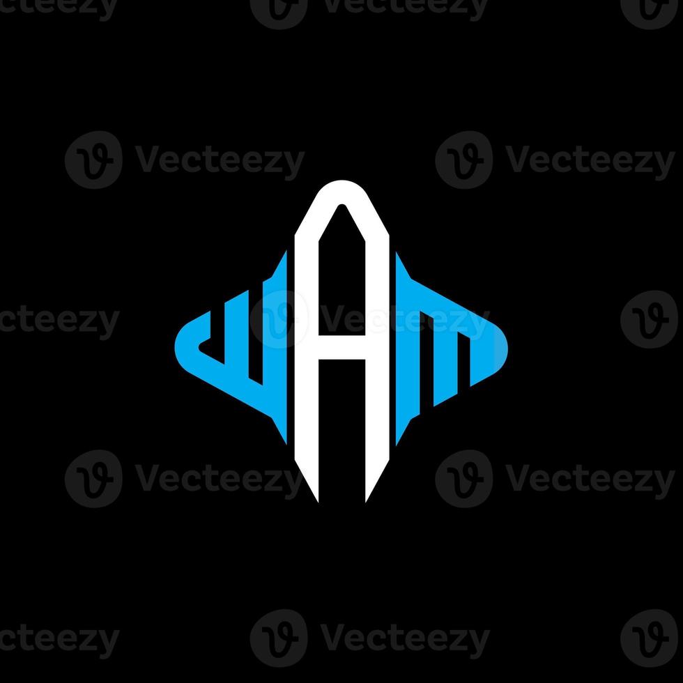 diseño creativo del logotipo de la letra wam con gráfico vectorial foto