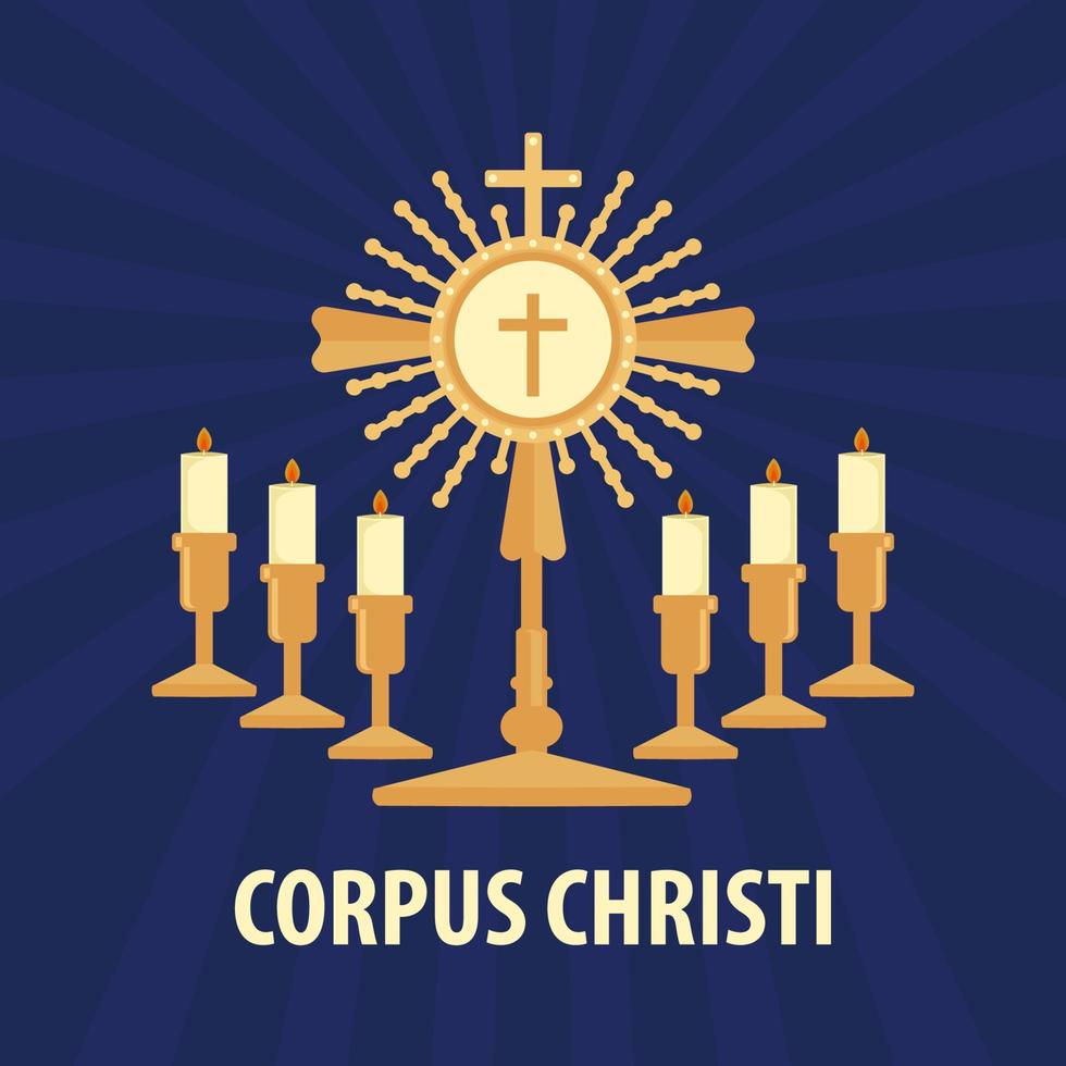 plantilla de vector de día de celebración internacional de corpus christi. ilustración del festival en todo el mundo. apto para banner, portada, fondo, telón de fondo, afiche. pasos vectoriales 10.