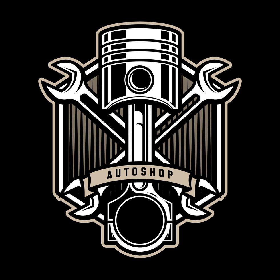 Piston logo vector illustration. Retro style. Eps 10.