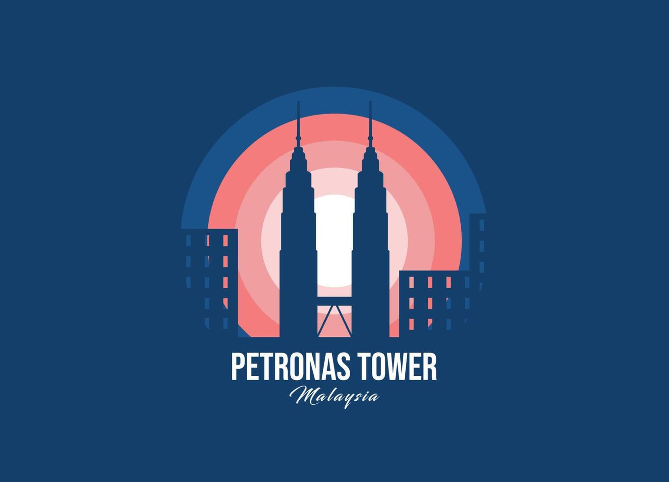 logotipo de la torre petronas de malasia. la mejor ilustración de arquitectura del mundo. vector de símbolo de luz de luna moderna. eps 10