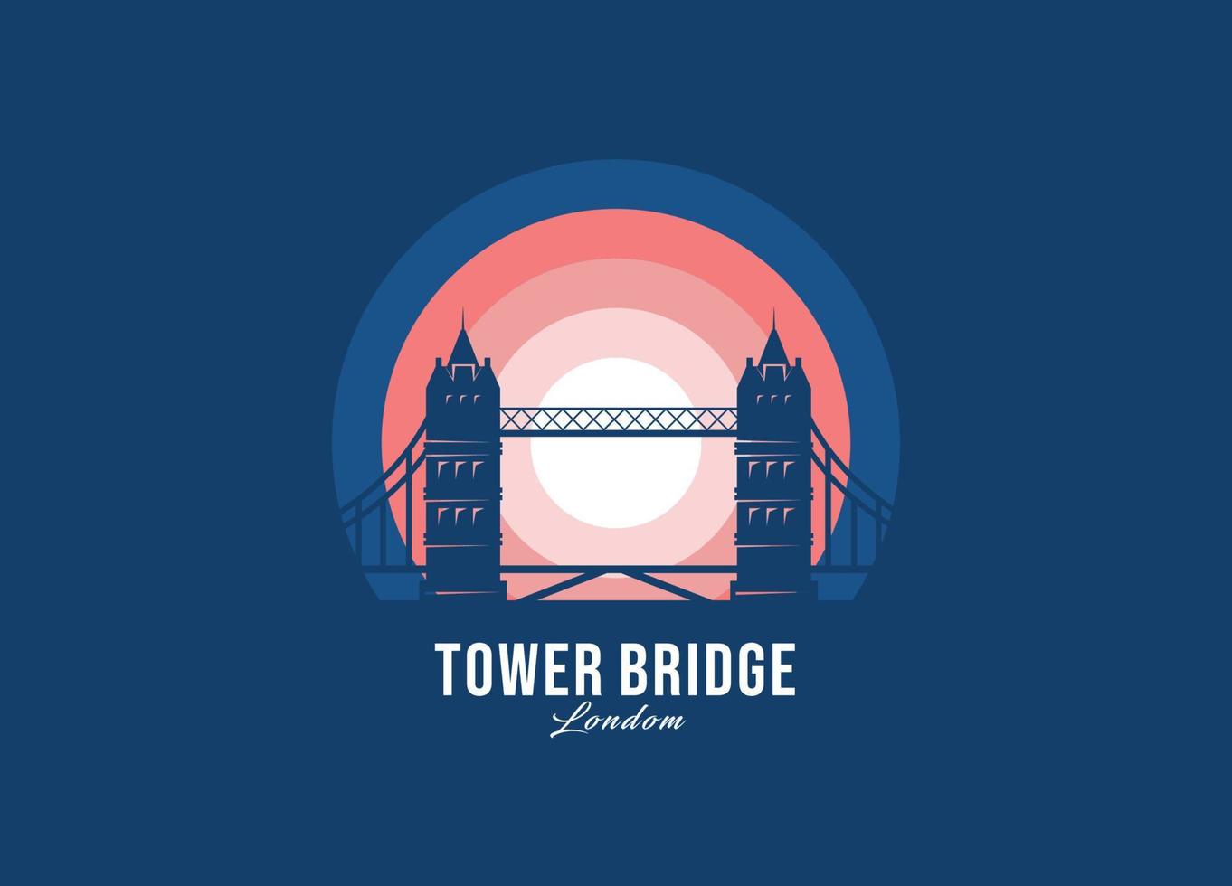 Tower Bridge of London logotype. World greatest architecture illustration. Modern moonlight symbol vector. Eps 10 vector