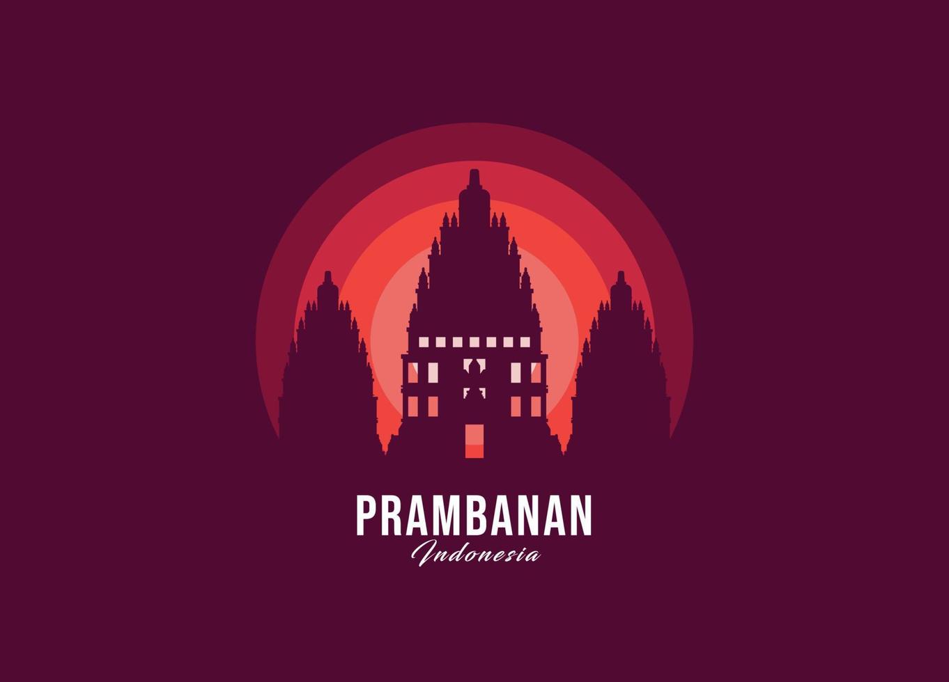 Prambanan Temple of Indonesia logotype. World greatest architecture illustration. Modern moonlight symbol vector. Eps 10 vector