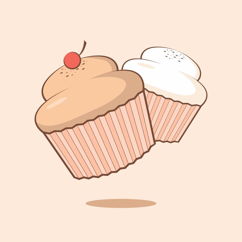 Cupcake vector. Fast food cartoon element illustration. Flat of fast food vector isolated. Breakfast food collection. Eps 10.