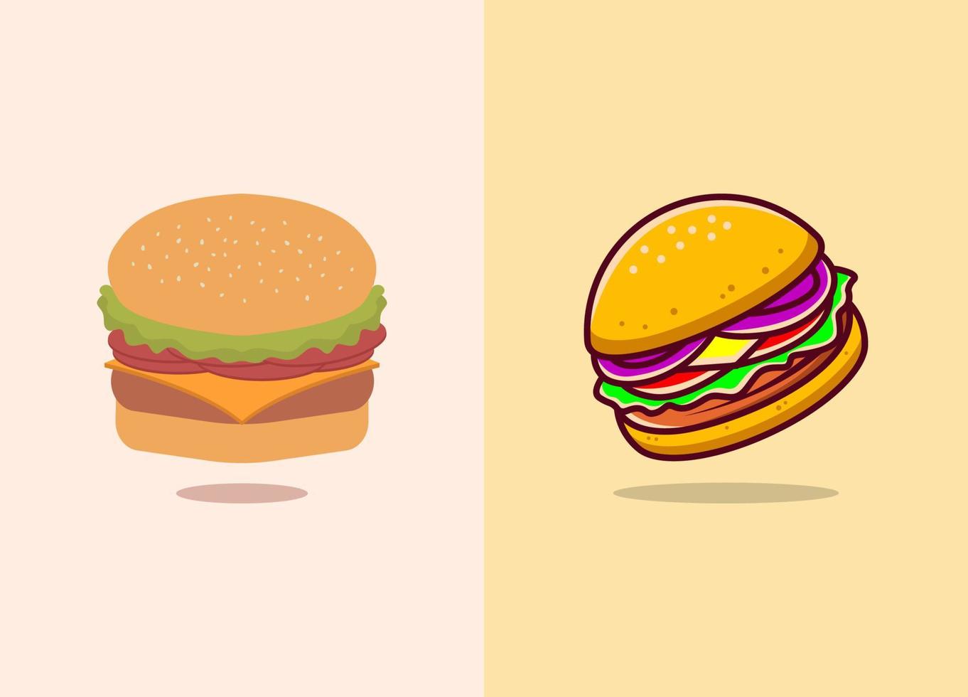 Hamburger vector. Fast food cartoon element illustration. Flat of fast food vector isolated. Breakfast food collection. Eps 10.