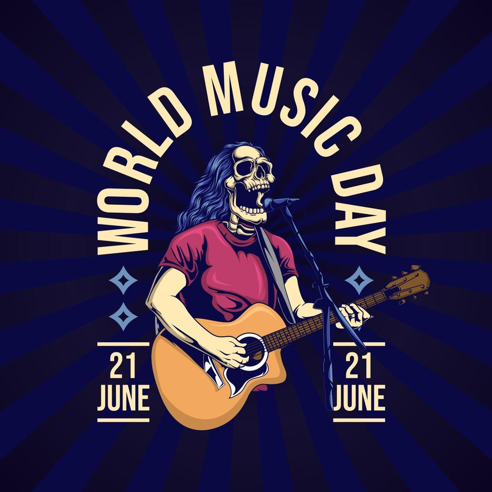 World music day. Holiday worldwide illustration template. Celebration events of festival around the world. Fit for cover, magazine, poster, apparel, merchandise, banner, flyer. Vector eps 10.