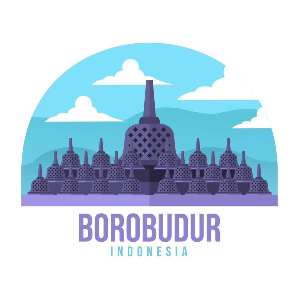 Borobudur temple vector. Culture of Indonesia vector illustration for apparel, poster, merchandise. Eps 10