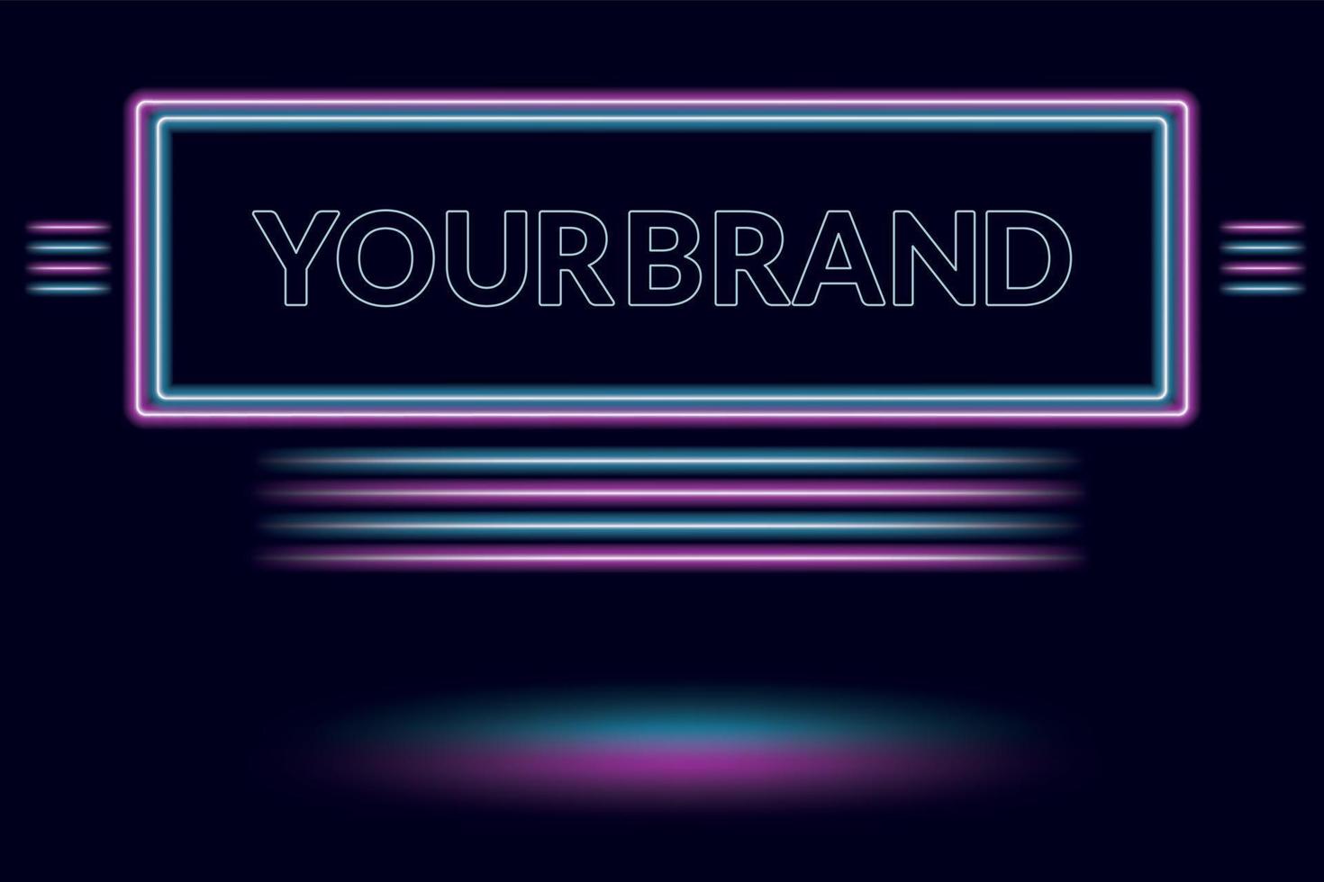 Neon light sign frame template vector