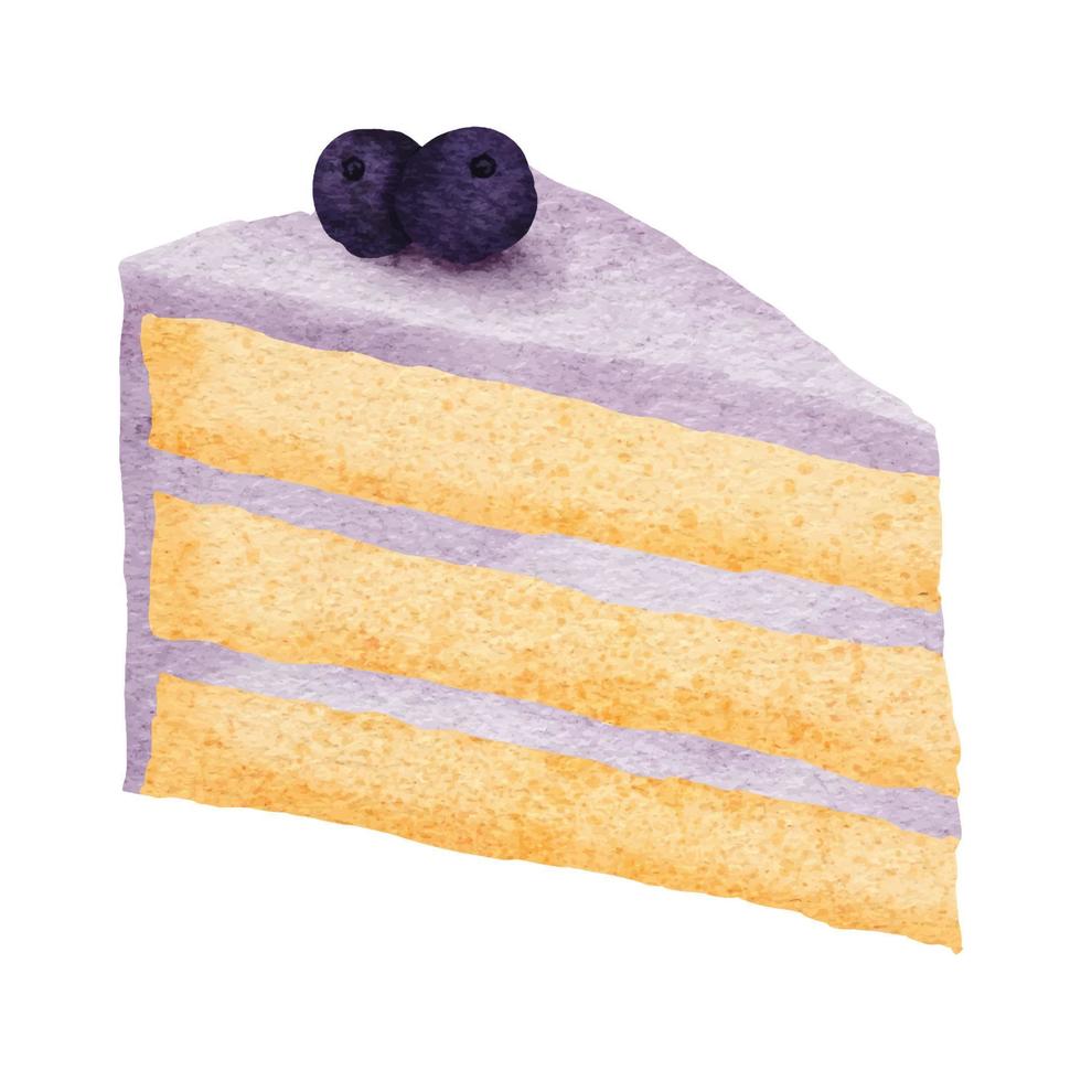 ilustración de postre de pastel dulce de arándano acuarela vector