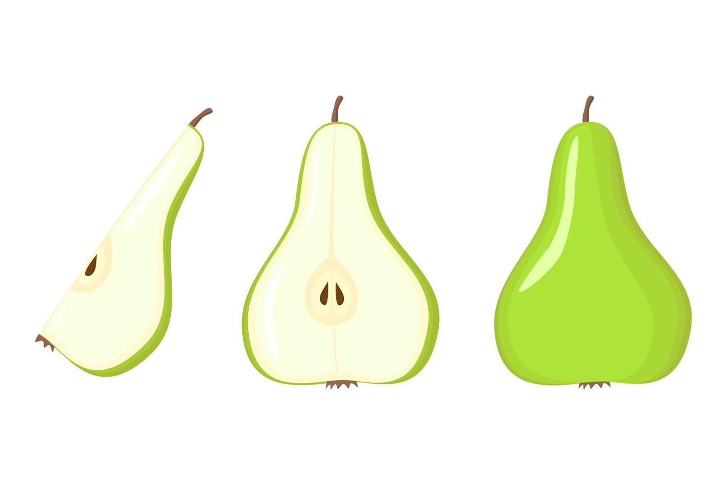 Green pear vegan fruit vector flat isolated illustration