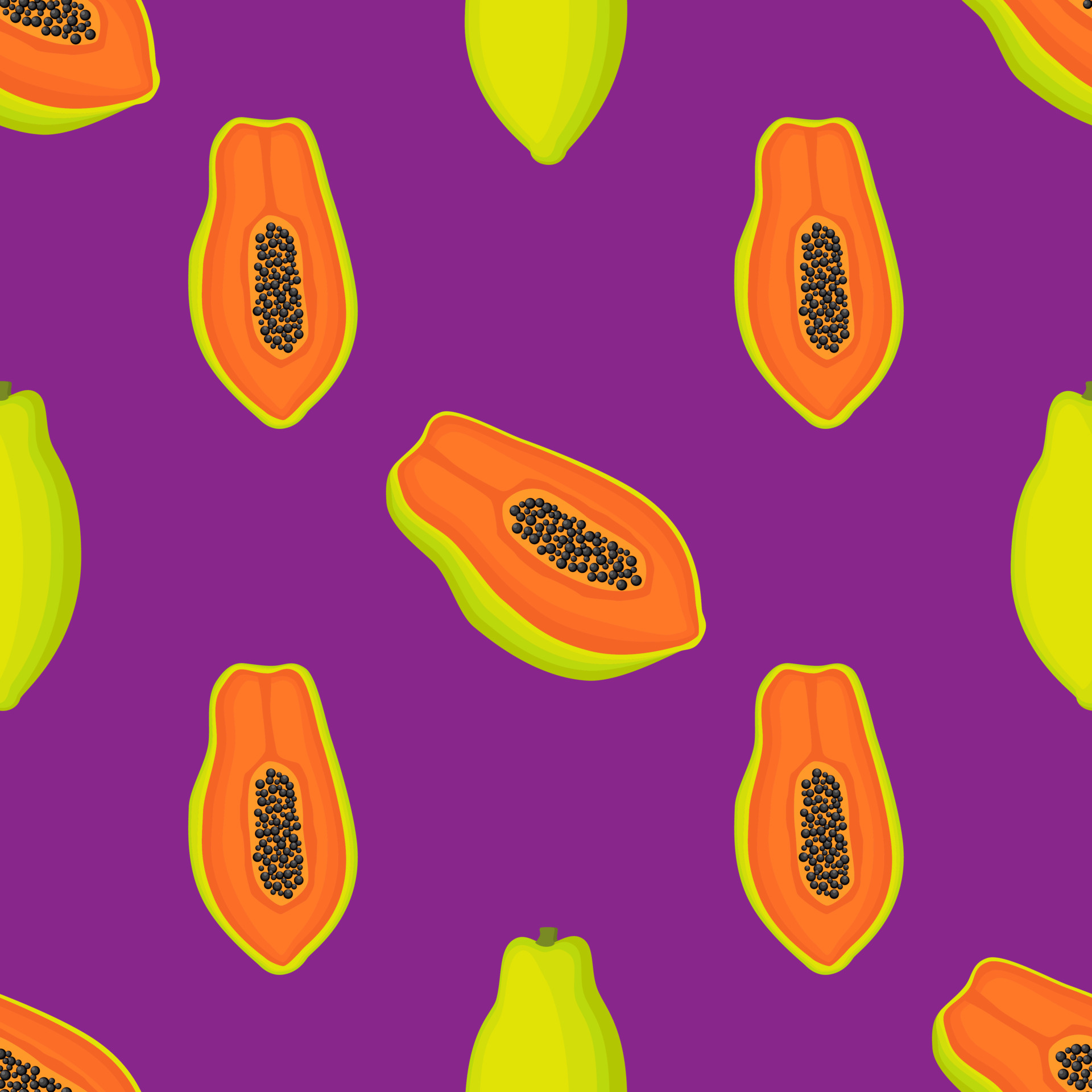 Exotic papaya vegan fruit vector flat seamless pattern 8801780 Vector