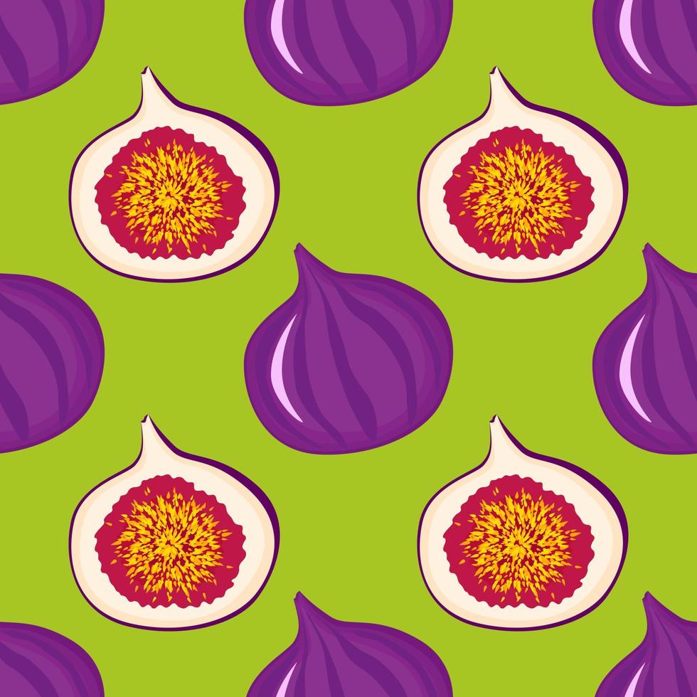 Exotic fig vegan fruit vector flat seamless pattern