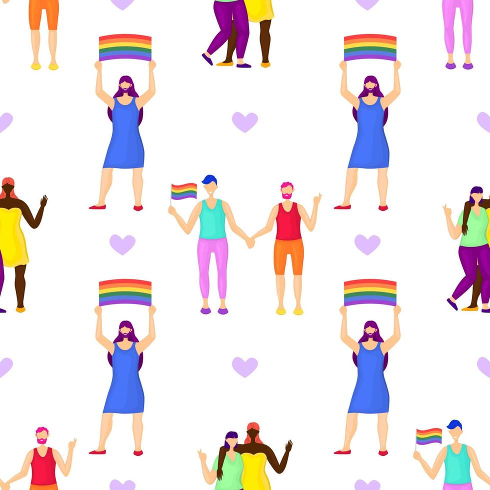 Lgbtq diversity rainbow pride concept vector seamless pattern