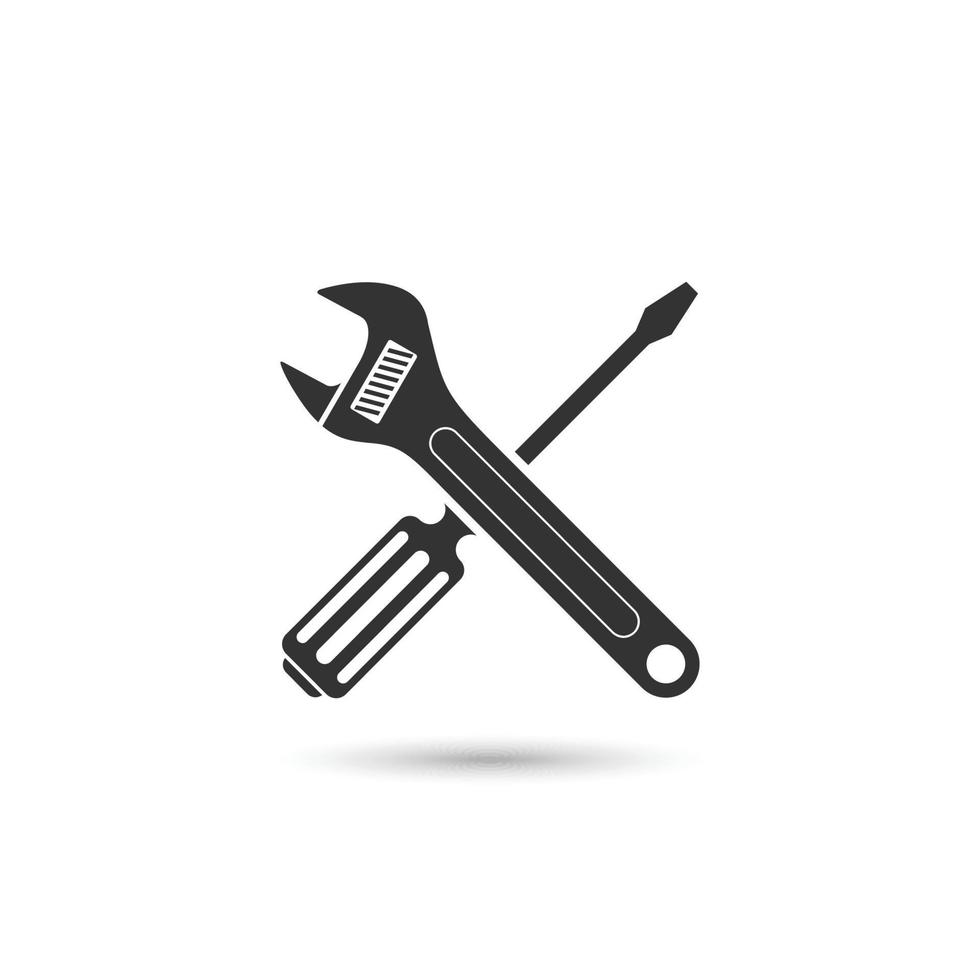 Screwdriver and Wrench vector icon.