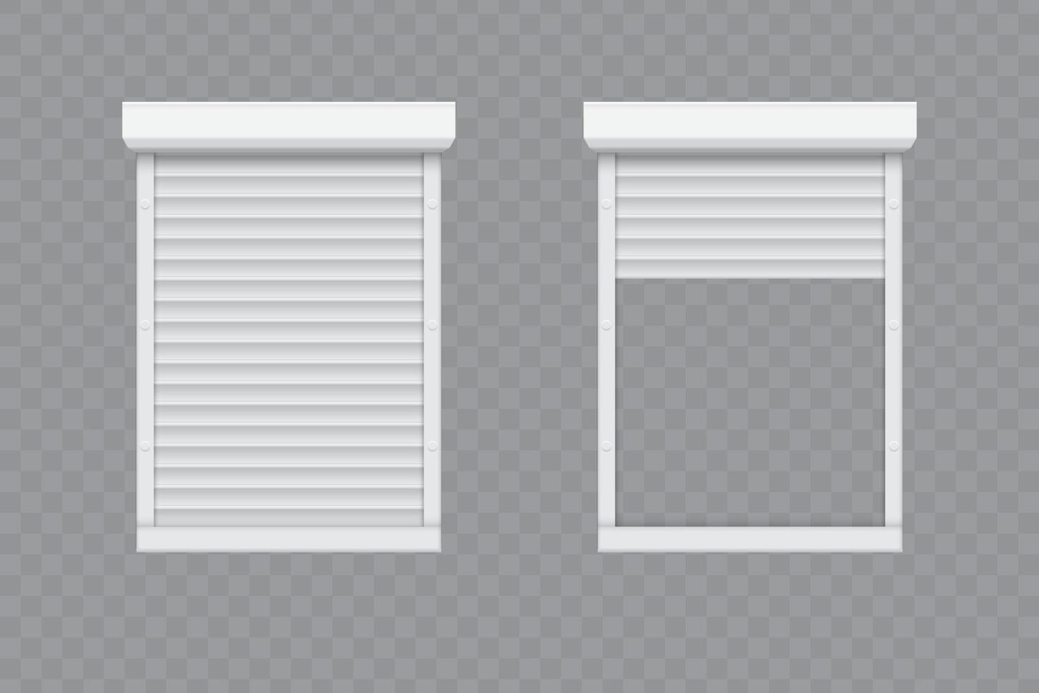 Closed and opened roller shutters window vector