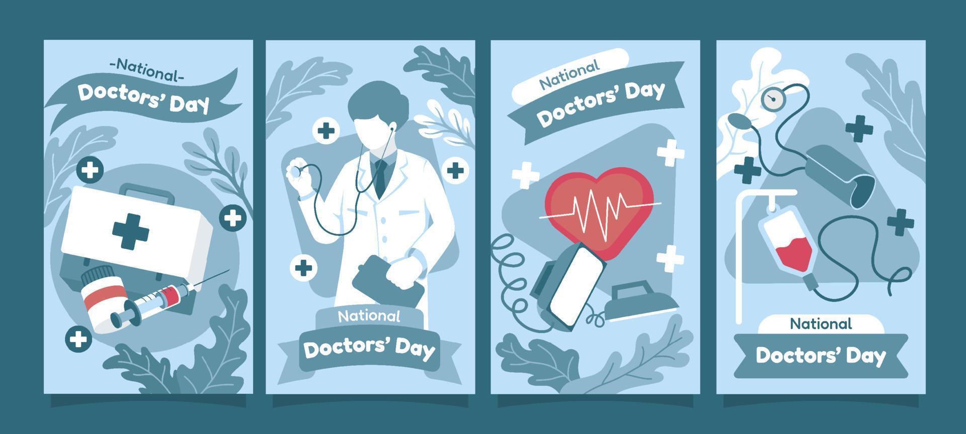 Flat National Doctors Day Cards vector