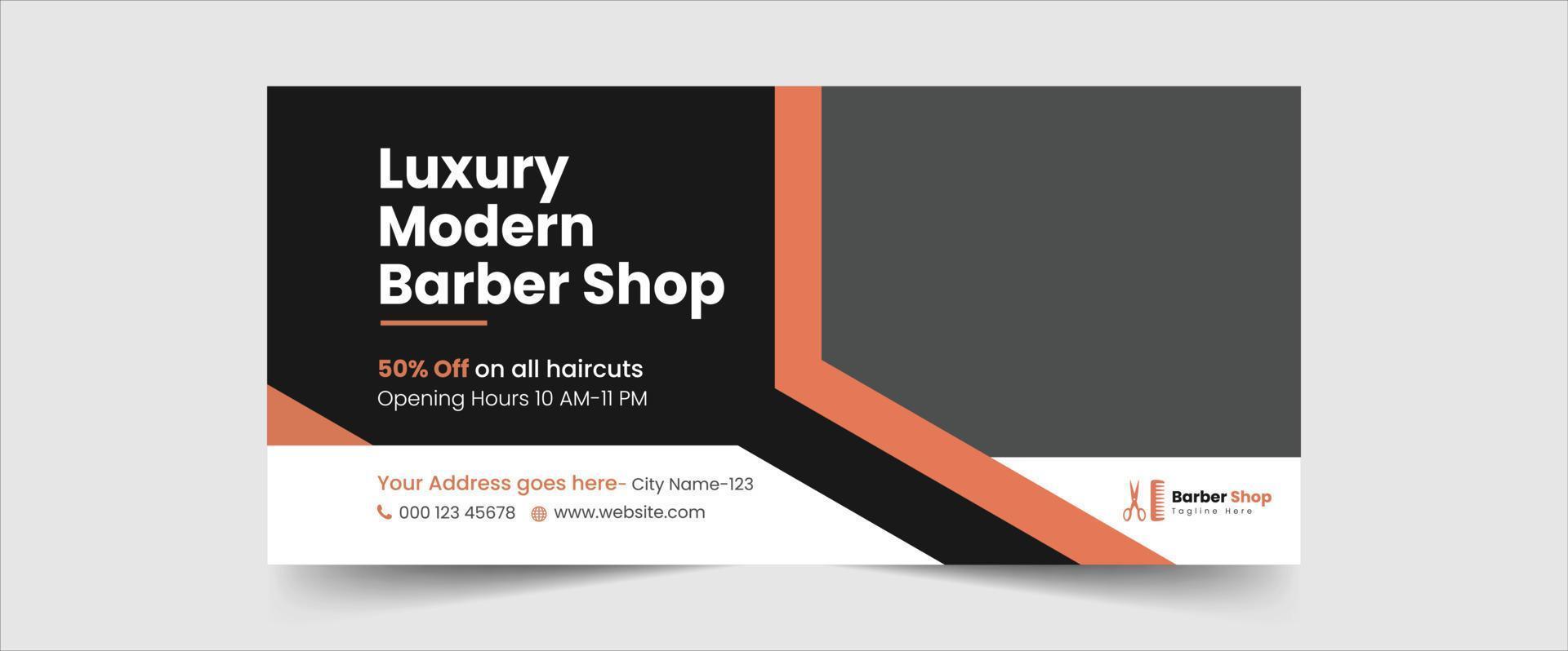 Barber Shop Facebook cover Template vector