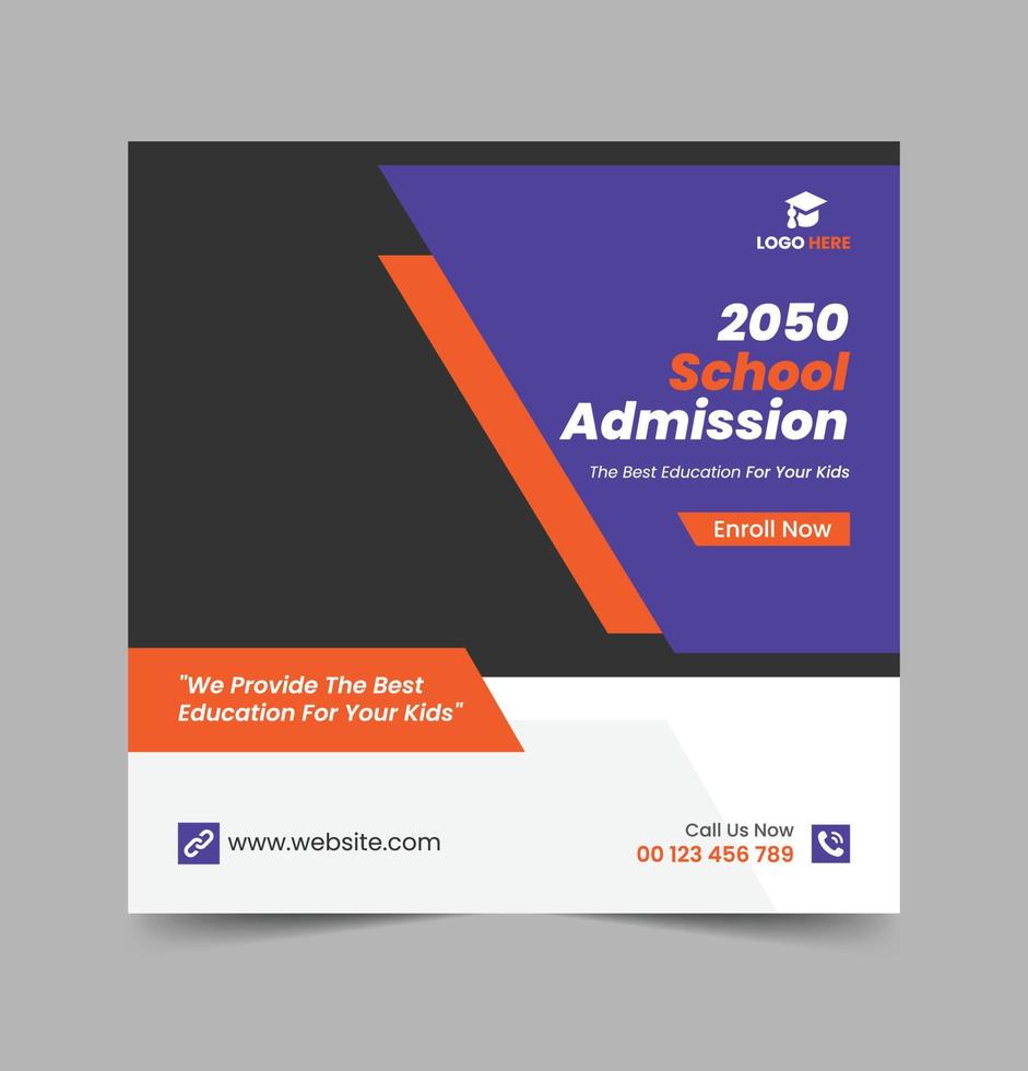 School Admission Social Media Post vector