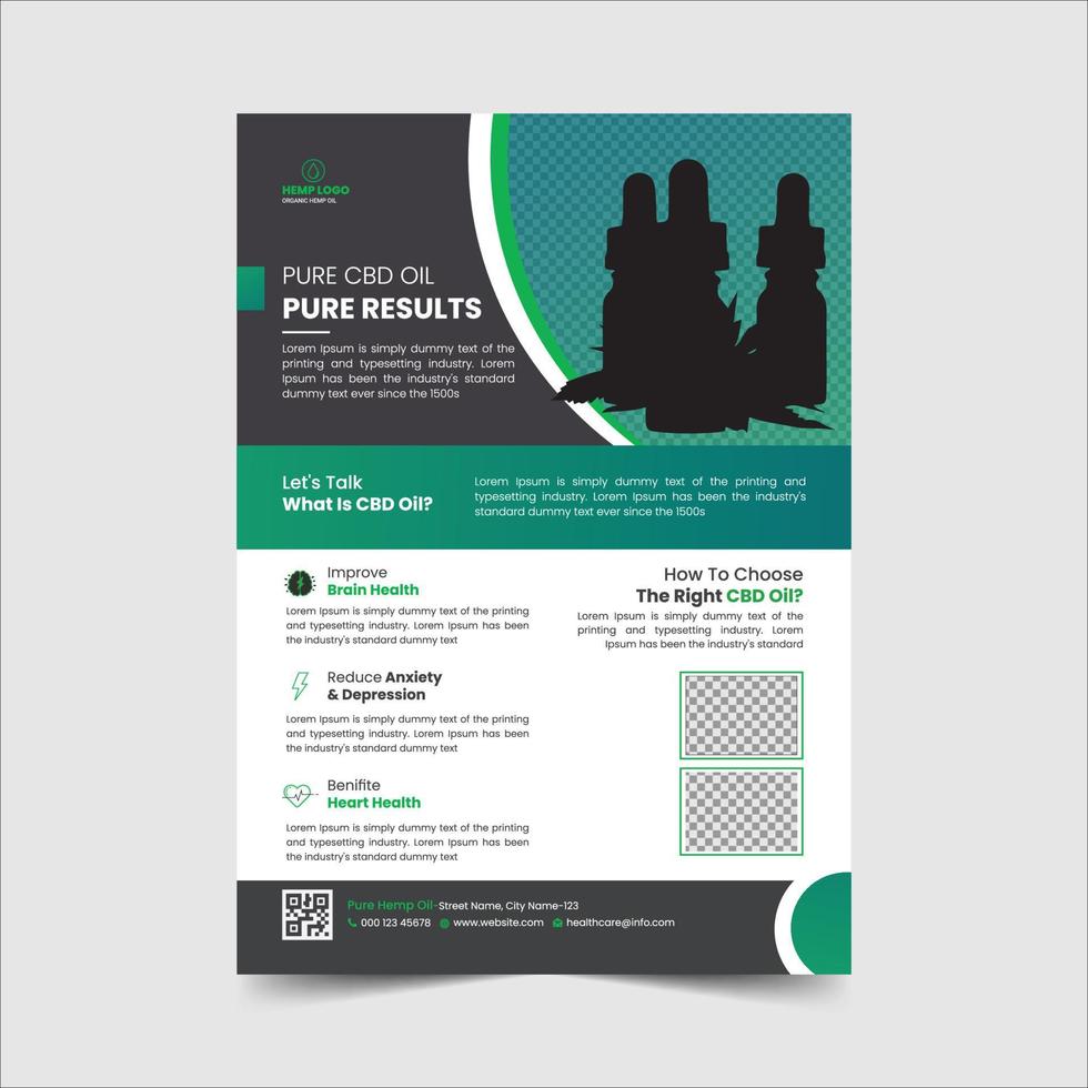 CBD or hemp product flyer design template vector