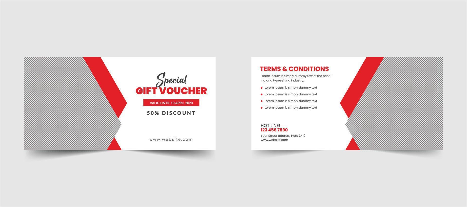 Food gift voucher template design vector