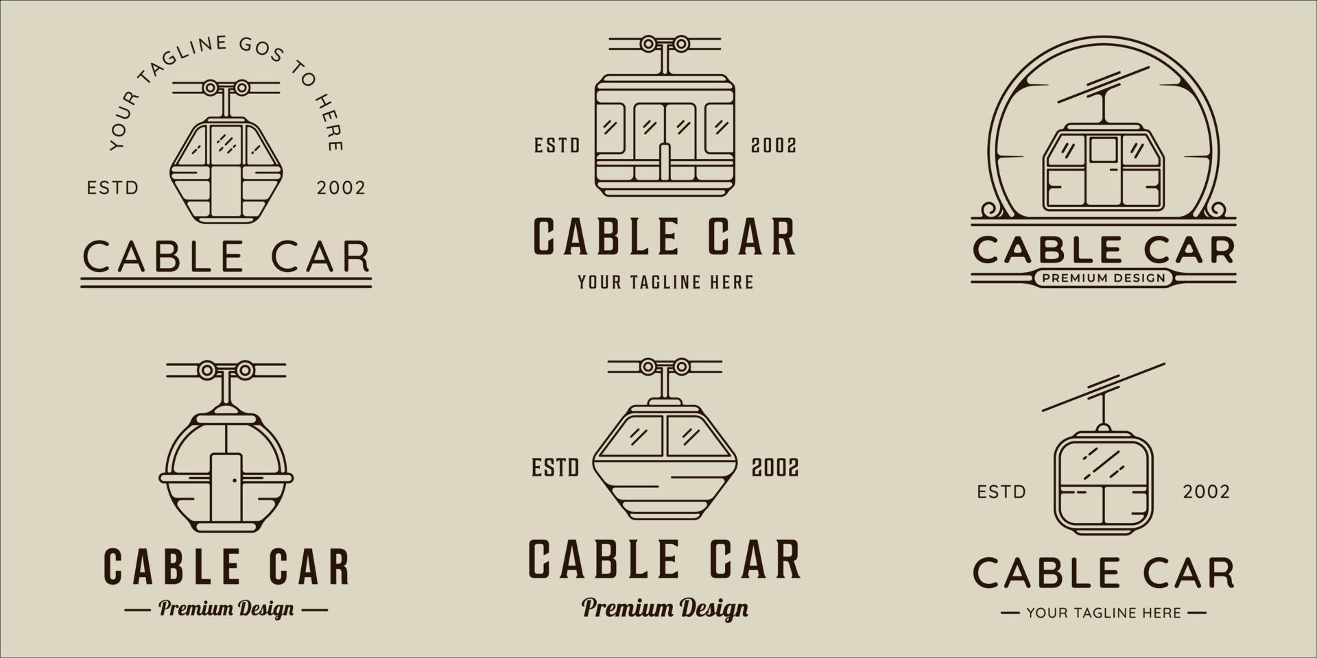 set of cable car or gondola line art vector simple minimalist illustration template icon graphic design. bundle collection of various transportation sign or symbol for business or travel concept