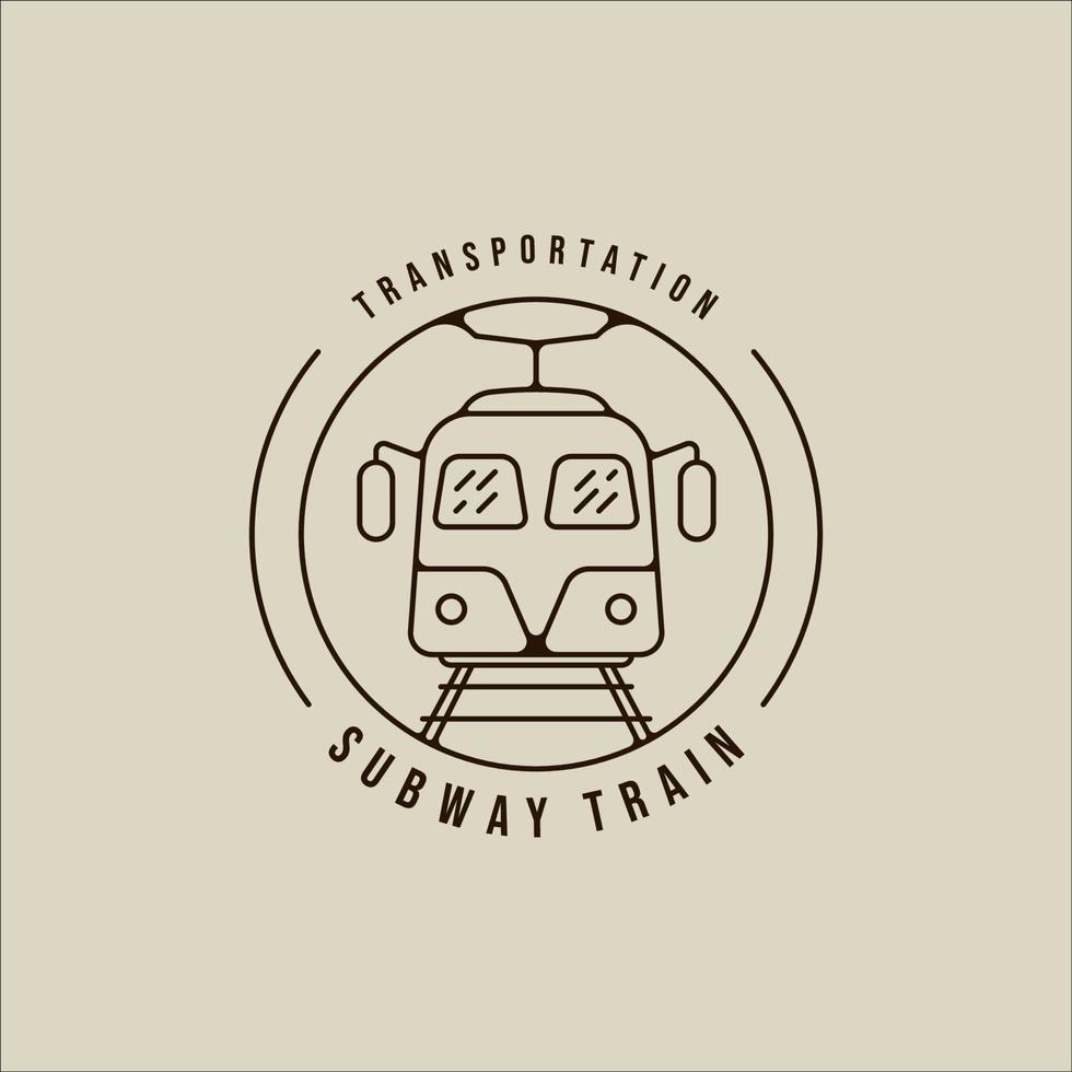 Metro tren logo línea arte vector simple minimalista ilustración plantilla icono diseño gráfico. signo o símbolo de transporte ferroviario para el concepto de transporte de negocios o viajes con insignia circular