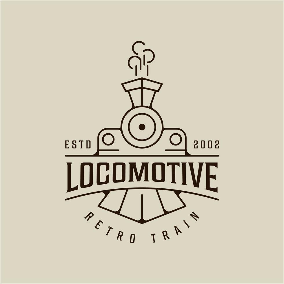 locomotora línea arte logo vector simple minimalista ilustración plantilla icono diseño gráfico. signo o símbolo de tren retro o vintage para transporte con concepto de tipografía