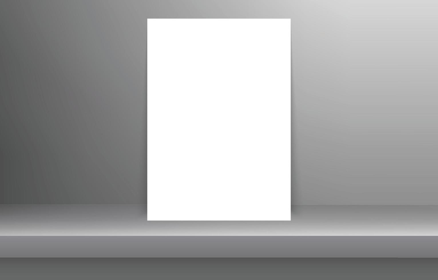 Blank frame in Empty white color shelf vector