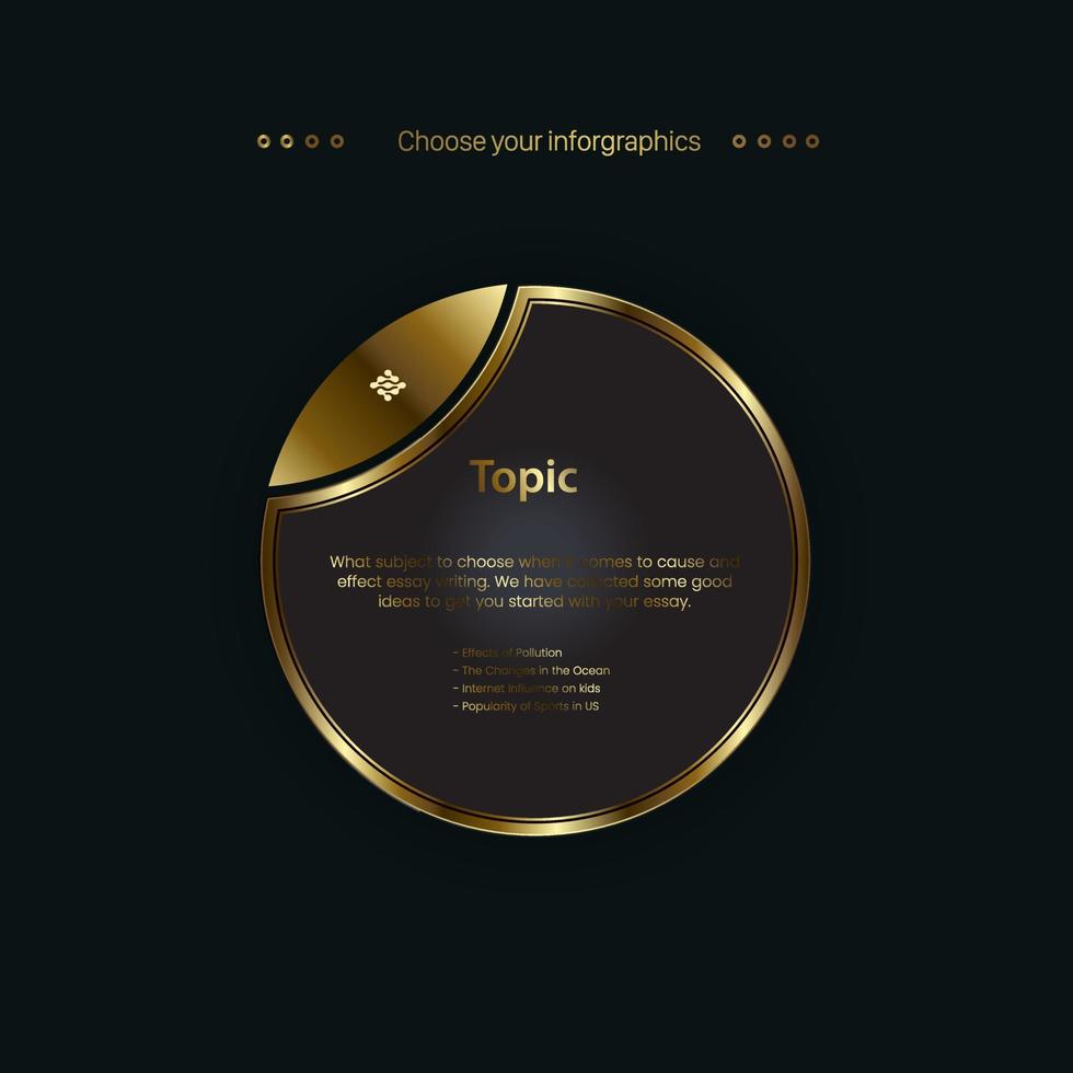 A Luxury circle button designs on dark background. and golden option for levels concept vector