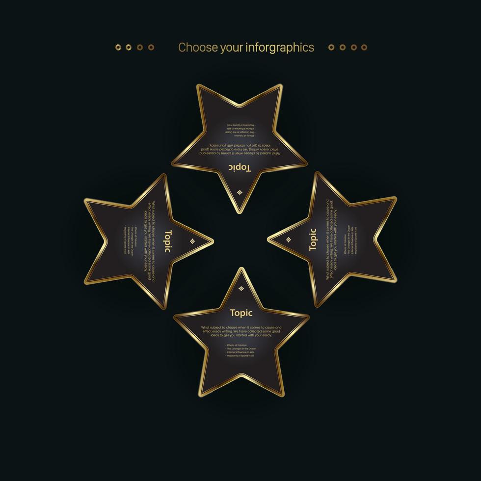 GROUP of Luxury Golden STAR option Infographic template design vector