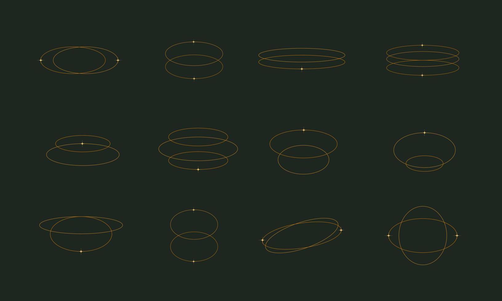Aesthetic oval geometric line with star vector