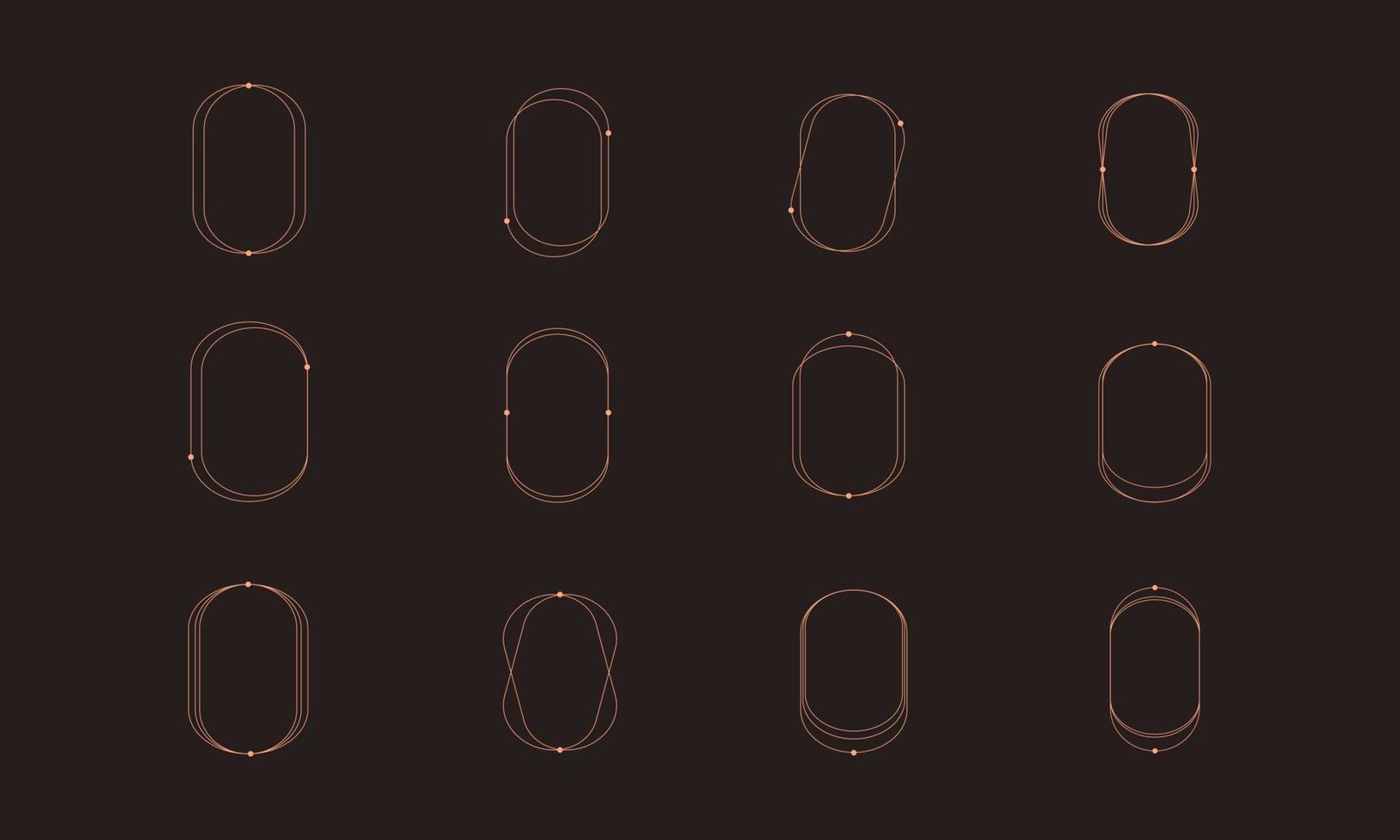 Aesthetic oval modern frame set vector