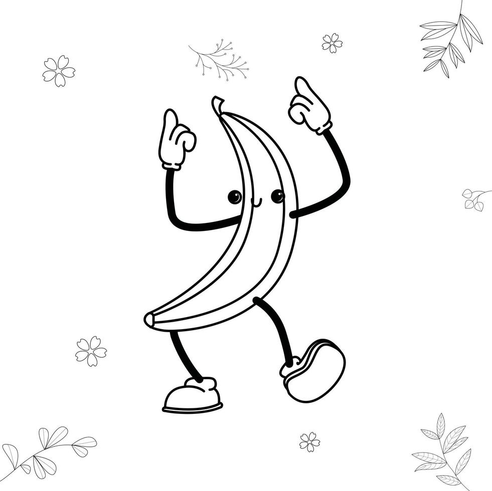 banana dancing doodle kawai vector