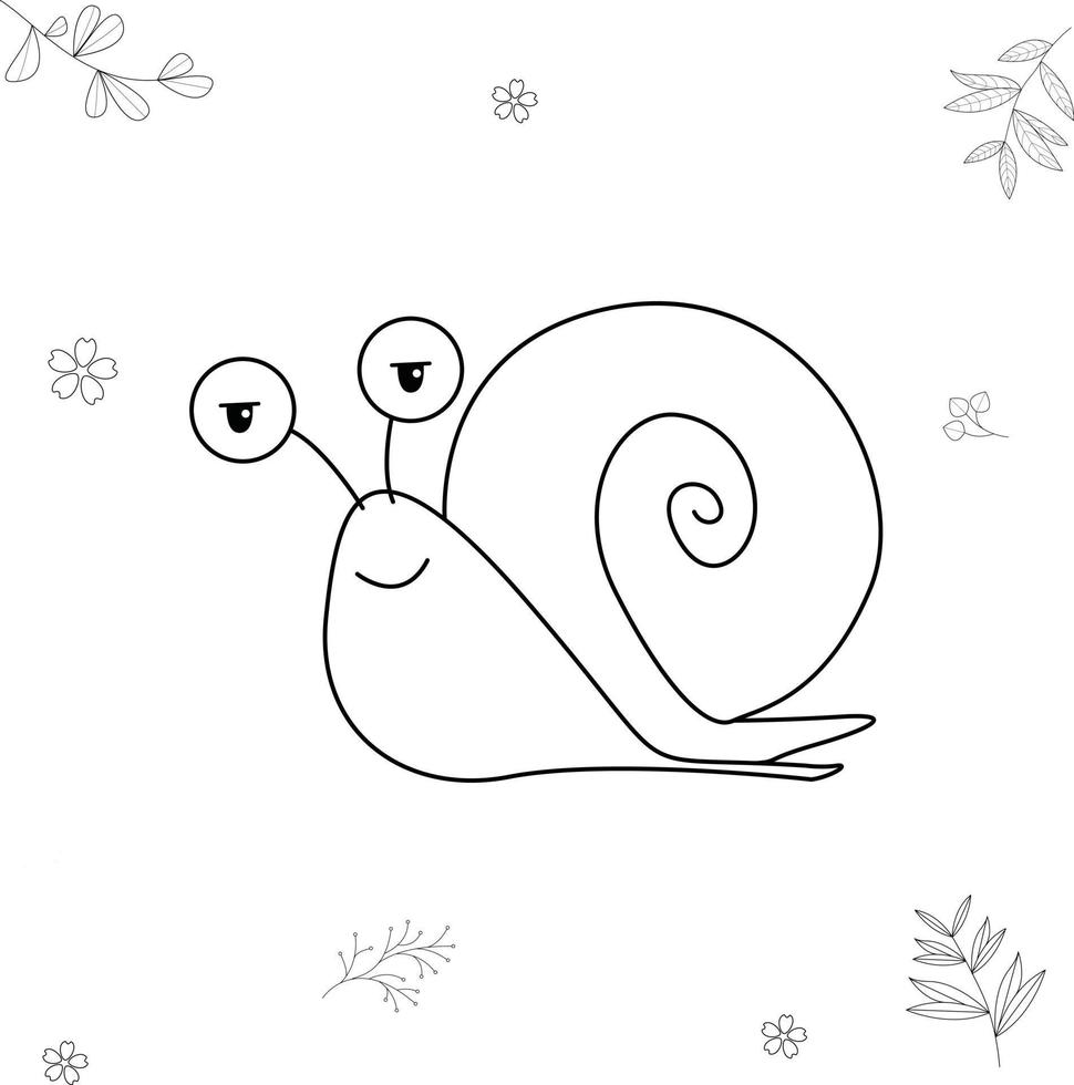 snail vector illustration for coloring book