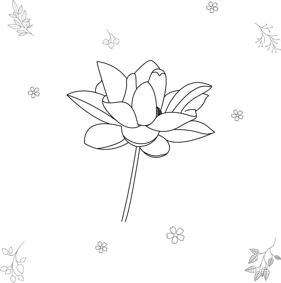 flower vector illustration for coloring book