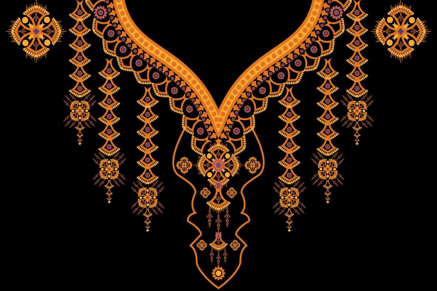 The geometric design is used in the embroidery of the collar. vector