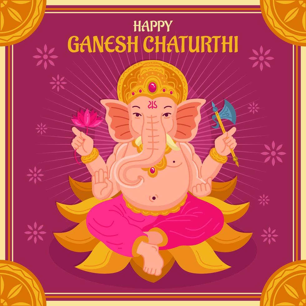 Greeting of Happy Ganesh Chaturthi Festivity vector