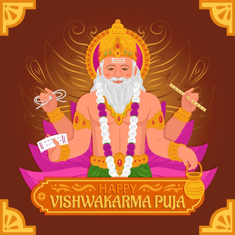 Greeting Happy Vishwakarma Puja Festivity Background vector