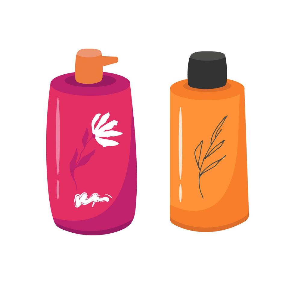 set of cream in red tube, bottle . protection for the skin . Flat icon. Vector illustration isolated on white background