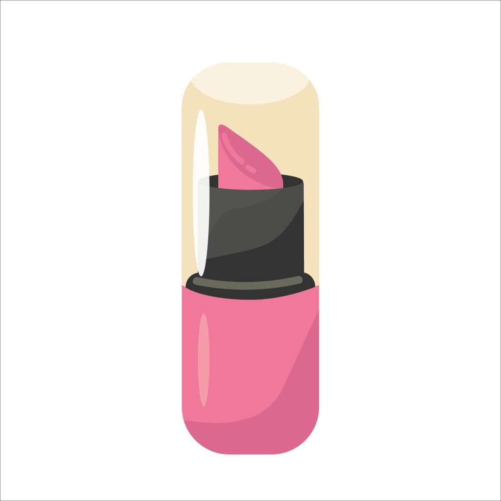 icono de línea plana de lápiz labial aislado en blanco. signo de cuidado de la belleza, ilustración de maquillaje. logo para tienda de cosméticos. ilustración vectorial vector