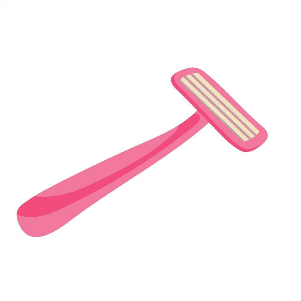 Razor pink blade shave female vector. Disposable accessory. Cleen female tool. flat isolated on white illustration. Vector illustration.