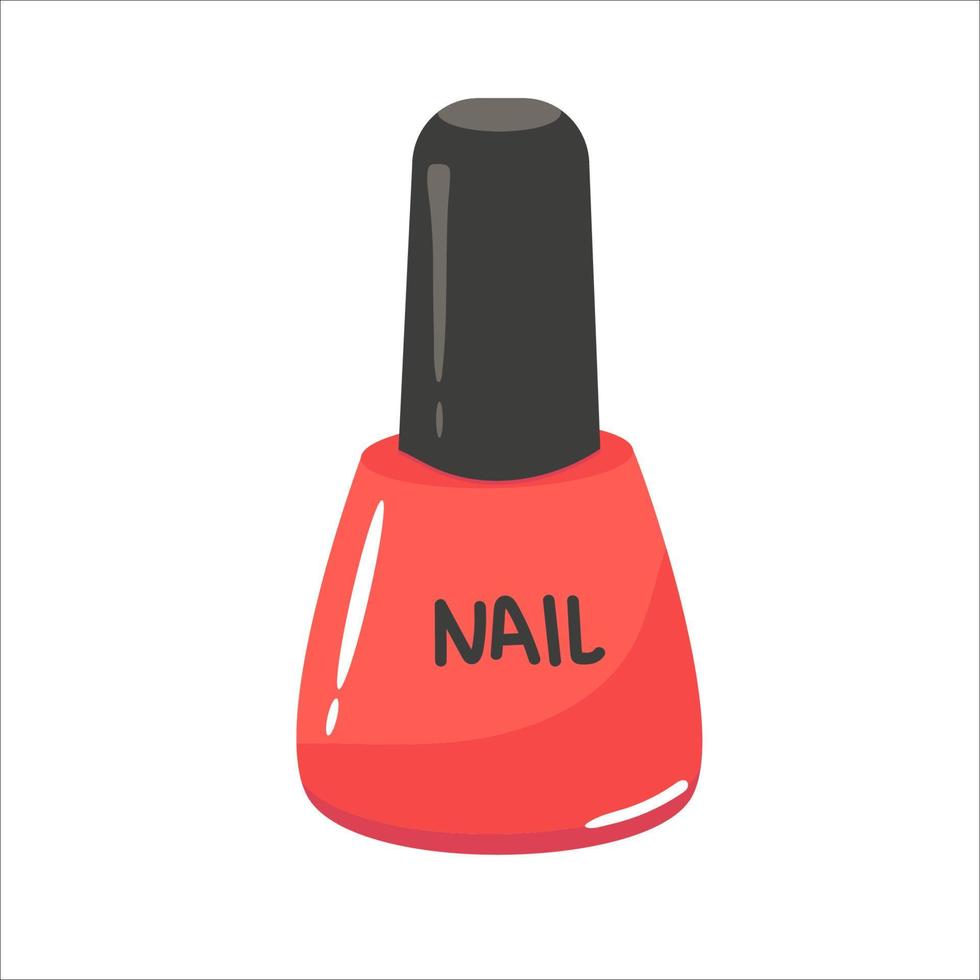 Vector nail red polish bottle. isolated on white for nails manicure. Vector illustration.