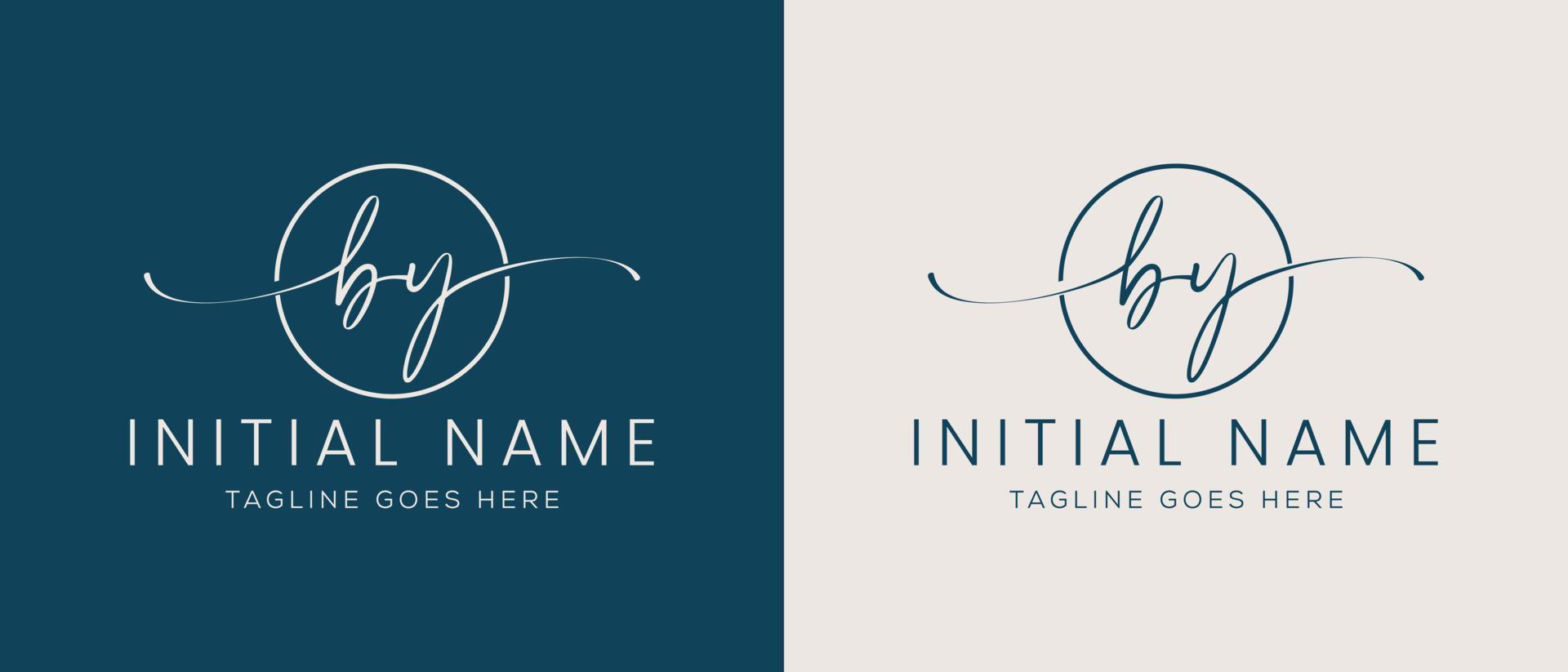 BY YB Initial handwriting signature logo template vector. Hand lettering for designs vector