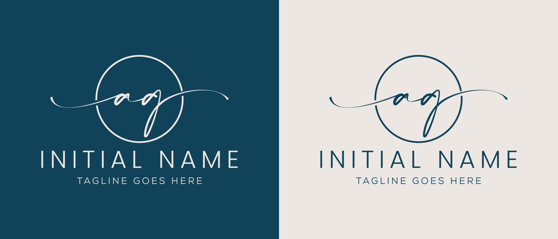 AG GA Initial handwriting signature logo template vector. Hand lettering for designs vector