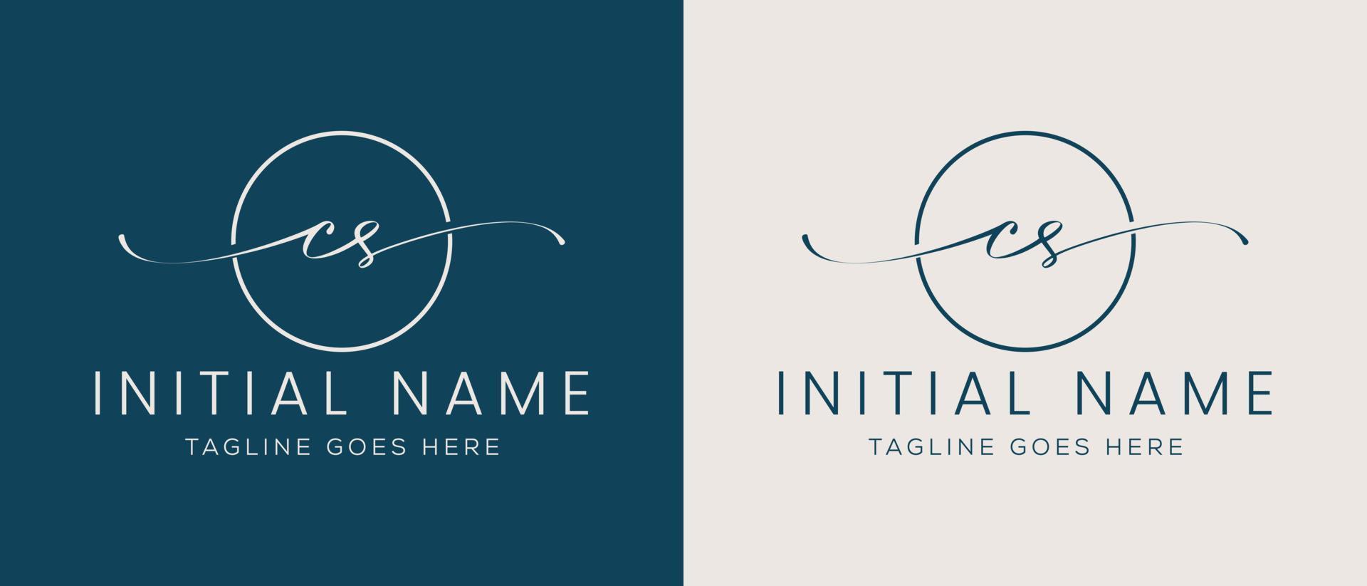 CS SC Initial handwriting signature logo template vector. Hand lettering for designs vector