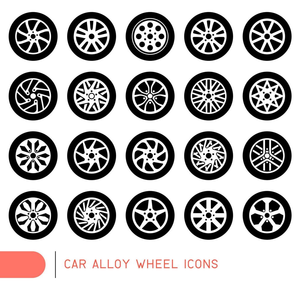 Car alloy wheel icons vector