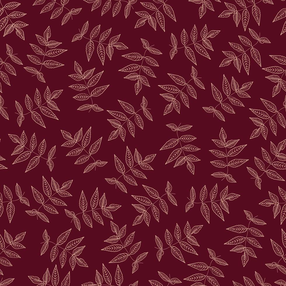 patrón abstracto de flores rojas asiáticas. gladiolos y campanillas con hojas. aislado de patrones sin fisuras con contorno. ilustración vectorial para tela, papel de regalo, papel tapiz vector