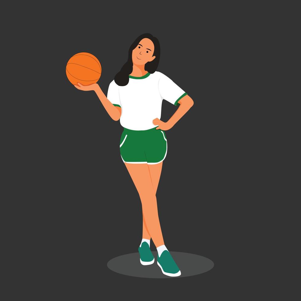 baloncesto en mano diseño vectorial femenino vector